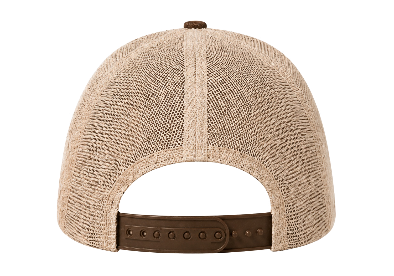 Bone and brown LIDZ cap, back view