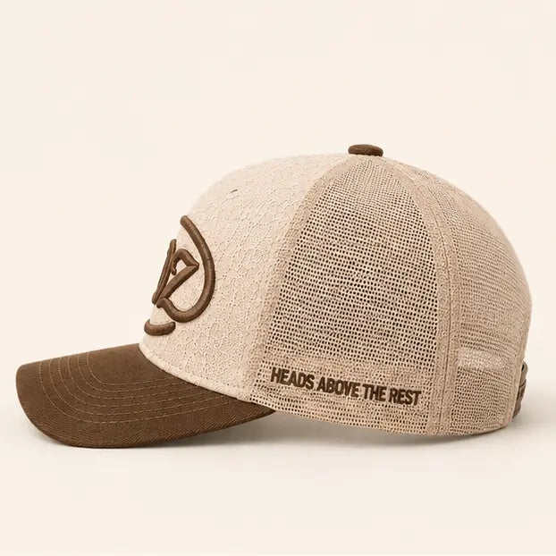 Bone / Brown LIDZ cap — side profile